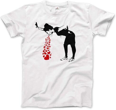Lovesick - Banksy, Streetart Grafitti Artwork T-Shirt (Adults, Kids, Short & Long Sleeve) Grey in Saudi Arabia