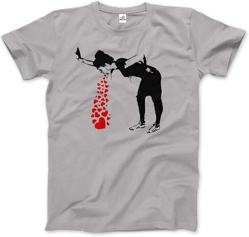 Lovesick - Banksy, Streetart Grafitti Artwork T-Shirt (Adults, Kids, Short & Long Sleeve) Grey in Saudi Arabia