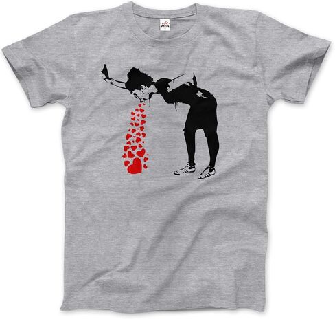Lovesick - Banksy, Streetart Grafitti Artwork T-Shirt (Adults, Kids, Short & Long Sleeve) Grey in Saudi Arabia