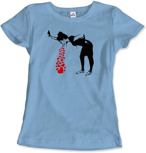 Lovesick - Banksy, Streetart Grafitti Artwork T-Shirt (Adults, Kids, Short & Long Sleeve) Grey in Saudi Arabia