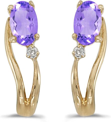 14k Yellow Gold Oval Tanzanite And Diamond Wave Earrings in Saudi Arabia