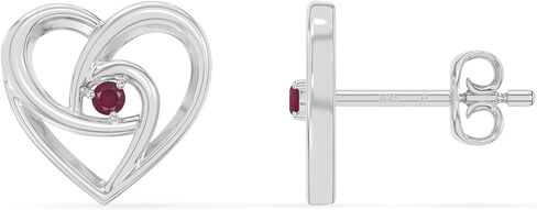 LUSTRE AND LIGHT Natural Gemstone Heart Stud Earrings for Women in Silver/18K Yellow/Rose Gold Vermeil, Birthstone Jewelry Gifts for Her Birthday, Wedding Anniversary, Graduation, Christmas in Saudi Arabia