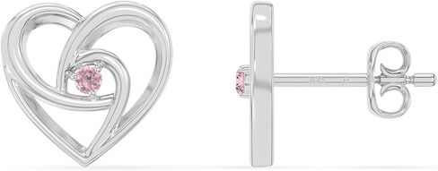 LUSTRE AND LIGHT Natural Gemstone Heart Stud Earrings for Women in Silver/18K Yellow/Rose Gold Vermeil, Birthstone Jewelry Gifts for Her Birthday, Wedding Anniversary, Graduation, Christmas in Saudi Arabia