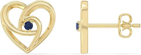 LUSTRE AND LIGHT Natural Gemstone Heart Stud Earrings for Women in Silver/18K Yellow/Rose Gold Vermeil, Birthstone Jewelry Gifts for Her Birthday, Wedding Anniversary, Graduation, Christmas in Saudi Arabia