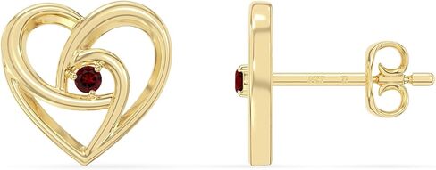 LUSTRE AND LIGHT Natural Gemstone Heart Stud Earrings for Women in Silver/18K Yellow/Rose Gold Vermeil, Birthstone Jewelry Gifts for Her Birthday, Wedding Anniversary, Graduation, Christmas in Saudi Arabia