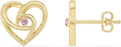LUSTRE AND LIGHT Natural Gemstone Heart Stud Earrings for Women in Silver/18K Yellow/Rose Gold Vermeil, Birthstone Jewelry Gifts for Her Birthday, Wedding Anniversary, Graduation, Christmas in Saudi Arabia
