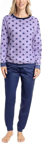 MUK LUKS Likely to Lounge Women's 2-Piece Pajama Set, Minky Fleece Long Sleeve and Jogger Pjs, Pijamas de Mujer in Saudi Arabia