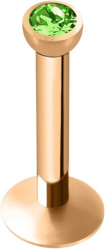 Rose Gold Anodized Surgical Steel 2mm Crystal Stone Ball Internally Threaded 16 Gauge Lip Labret - Tragus Bar Piercing - Labret Stud Helix - Tragus Piercing Jewelry in Saudi Arabia