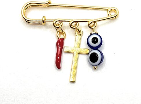 Italian red pepper cross blue evil eye pin in Saudi Arabia