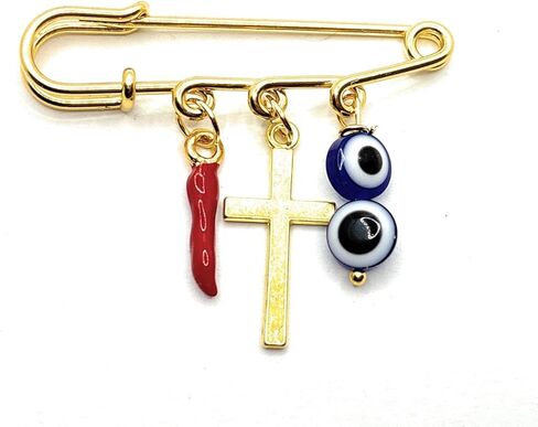 Italian red pepper cross blue evil eye pin in Saudi Arabia