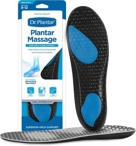 Dr. Plantar Massaging Gel Insoles for Women, Memory Foam, Arch Support & Acupressure Massage, Sizes 6-10, Trim to Fit in Saudi Arabia
