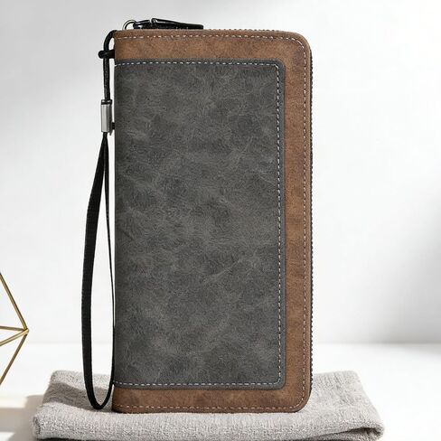 Universal Trendy Black Large Capacity Open Check Pattern Faux Leather Ultra Thin Wallet, Trendy Black Large Capacity Open Design with Check Pattern Faux Leather, Ultra Thin in Saudi Arabia