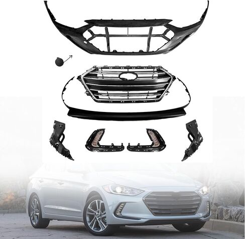 غطاء المصد الأمامي متوافق مع 2017 2018 Hyundai Elantra le Gl Se Korea بديل بديل OE# HY1000215 مع فتحة ربط السحب in Kuwait