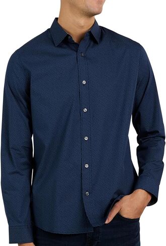 DKNY MENN'S MENIT LONG SLEEVE BUNTER DOWN SPORT SHIRT ، رمادي XXL in Saudi Arabia
