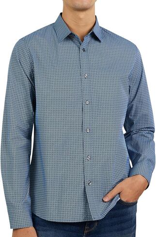 DKNY Men's Knit Long Sleeve Button Down Sport Shirt, Gray XXL in Saudi Arabia