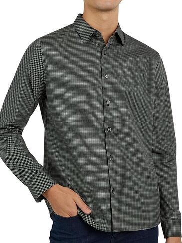 DKNY Men's Knit Long Sleeve Button Down Sport Shirt, Gray XXL in Saudi Arabia
