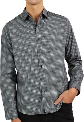 DKNY Men's Knit Long Sleeve Button Down Sport Shirt, Gray XXL in Saudi Arabia