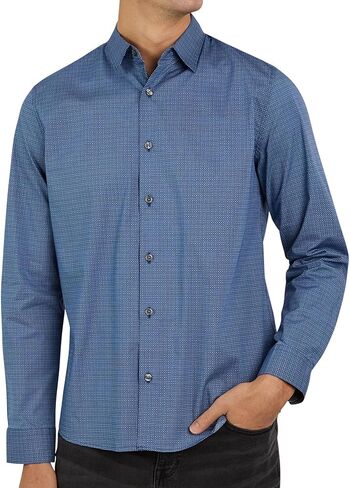 DKNY Men's Knit Long Sleeve Button Down Sport Shirt, Gray XXL in Saudi Arabia