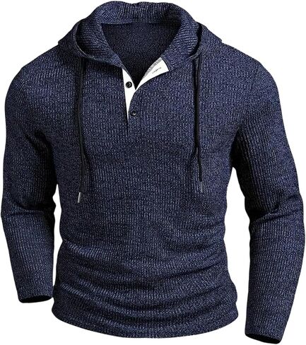 SOLY HUX Men's Hoodies Long Sleeve Drawstring Hooded Sweatshirts Classic Henley Shirts in Saudi Arabia
