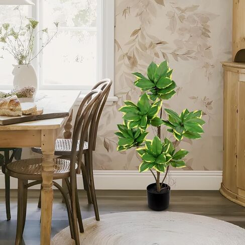 Artificial Tree 2.95Ft Faux Agave Plant Fake Tropical Yucca Palm Tree with 6 Heads in Pot Fake Dracaena Plants Tree for Home Decor Modern Office House Decoration Housewarming Gift Green in Saudi Arabia