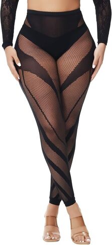 XIUSEMY Woman High Waist Patterned Tights Fishnet Stockings Curve Strips Pantyhose for Women in Saudi Arabia