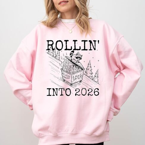 Funny New Year Sweatshirt, New Year 2026 Sweater, Rolling Into 2026 Sweater, Funny Raccoon Shirt, Funny New Year Gift, New Year Funny Shirt Multi in Saudi Arabia