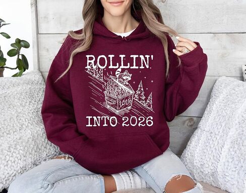 Funny New Year Sweatshirt, New Year 2026 Sweater, Rolling Into 2026 Sweater, Funny Raccoon Shirt, Funny New Year Gift, New Year Funny Shirt Multi in Saudi Arabia