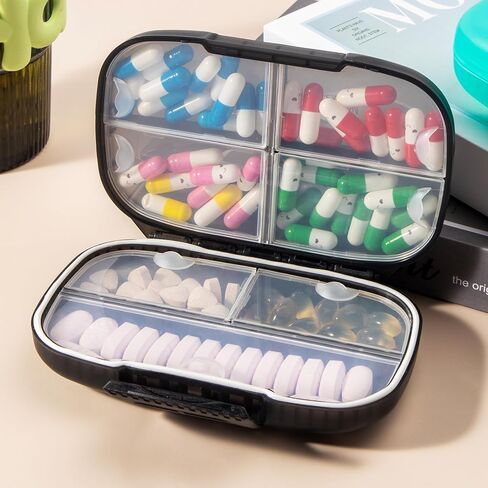 ZeehoTravel Pill Organizer Weekly with Double Lock, 7-Day Large Capacity Medicine Case, Waterproof with Triple Protection, 7 Compartments,Airtight Daily Container with Labels for Vitamins/Supplements in Saudi Arabia