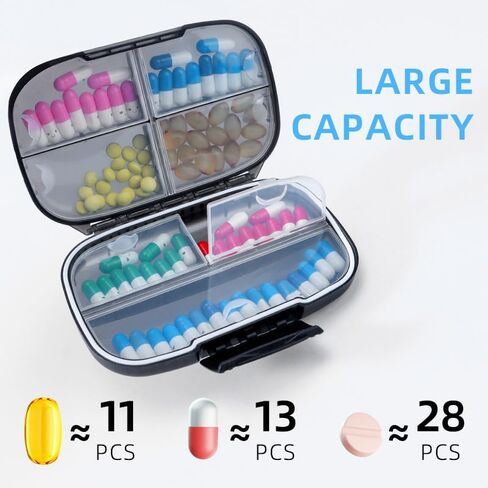 ZeehoTravel Pill Organizer Weekly with Double Lock, 7-Day Large Capacity Medicine Case, Waterproof with Triple Protection, 7 Compartments,Airtight Daily Container with Labels for Vitamins/Supplements in Saudi Arabia
