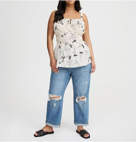 Torrid Women's Plus Size Shirt - Smocked Tie Front Cami Tank Top in Saudi Arabia