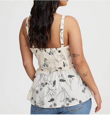 Torrid Women's Plus Size Shirt - Smocked Tie Front Cami Tank Top in Saudi Arabia