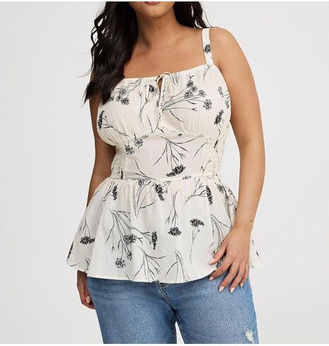 Torrid Women's Plus Size Shirt - Smocked Tie Front Cami Tank Top in Saudi Arabia