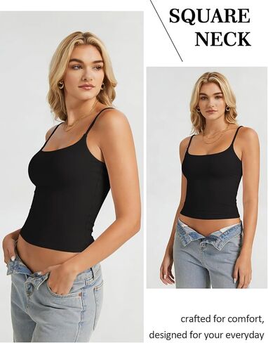 LAOTEPO Square Neck Tank Tops for Women Going Out Trendy Summer Y2k Camisole Top Basic Slim Fit Sleeveless Shirts in Saudi Arabia