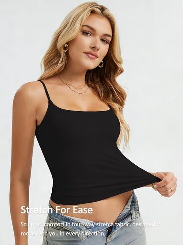 LAOTEPO Square Neck Tank Tops for Women Going Out Trendy Summer Y2k Camisole Top Basic Slim Fit Sleeveless Shirts in Saudi Arabia