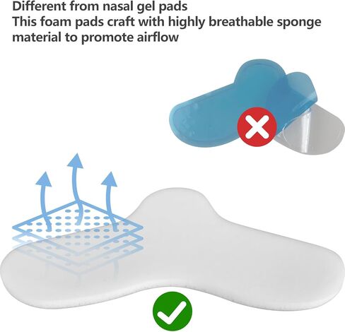 ترقية وسادات رغوة الإسفنج الأنفية CPAP لقناع CPAP Bipap، 4 عبوات من وسادات جسر الأنف الإسفنجية، بطانات قناع CPAP الإسفنجية الناعمة، ختم أفضل يقلل من التهيج، مناسب لمعظم الأقنعة - قياسي in Kuwait