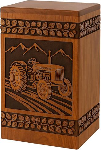 Tractor Wooden Cremation Urn for Human Ashes Adult – Handcrafted Rosewood Memorial Urn Box with Tractor Engraving (Design 1, (Large - 11.25" Hx6.25 W (250 Cu/in)) in Saudi Arabia