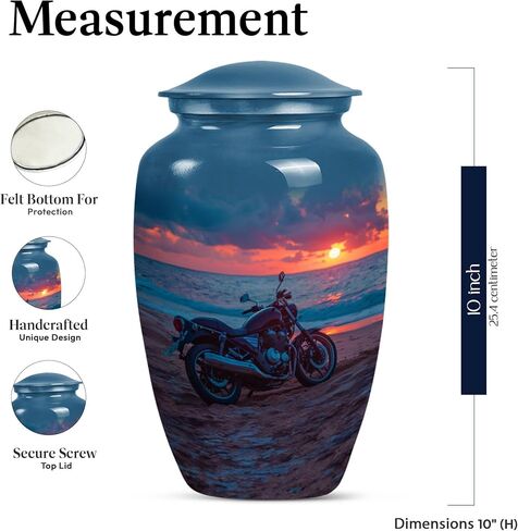 KARYLIZ Motorcycle Urns for Human Ashes - Sunset Blue Mini Keepsake for Ashes - Biker Urn - Small Decorative Keepsake for Dad - Cremation Urn - Mini Urns for Adult Male Set of 5, 10 Inch & 3 Inch in Saudi Arabia