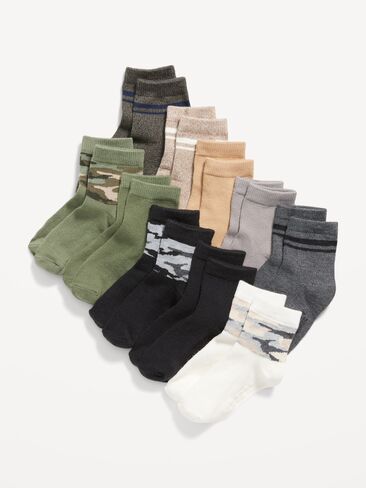 جوارب Old Navy للجنسين مكونة من 10 قطع للأطفال الصغار والرضع - مموهة وخطوط ومواد صلبة in Kuwait
