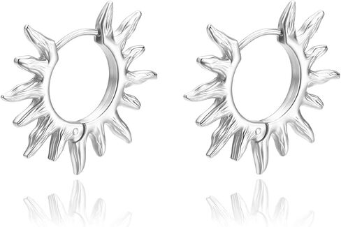Sunburst Huggie Hoop Earrings for Women Stainless Steel Sunshine Boho Style Jewelry for Her in Saudi Arabia