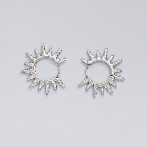 Sunburst Huggie Hoop Earrings for Women Stainless Steel Sunshine Boho Style Jewelry for Her in Saudi Arabia