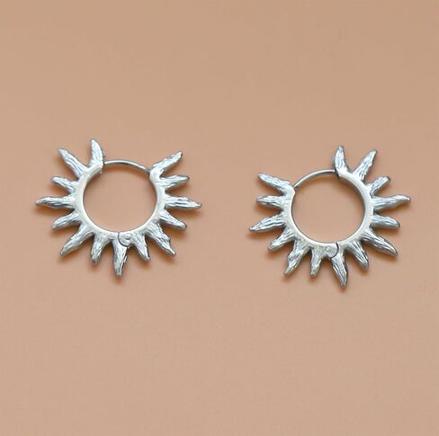 Sunburst Huggie Hoop Earrings for Women Stainless Steel Sunshine Boho Style Jewelry for Her in Saudi Arabia