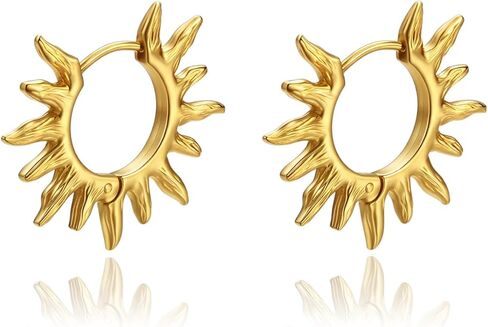 أقراط Sunburst Huggie هوب للنساء من الفولاذ المقاوم للصدأ على طراز Sunshine Boho Style مجوهرات لها in Kuwait
