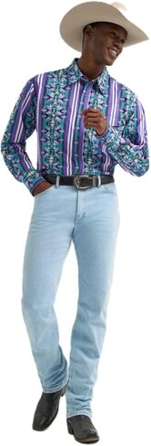 Wrangler Men's Checotah Long Sleeve Western Snap Printed Shirt Violet Serape in Saudi Arabia