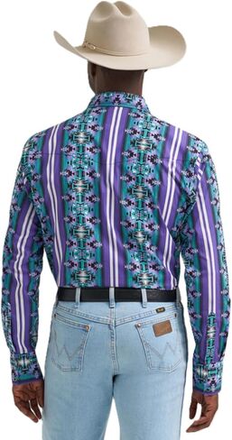 Wrangler Men's Checotah Long Sleeve Western Snap Printed Shirt Violet Serape in Saudi Arabia