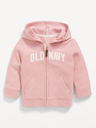 Old Navy Logo-Graphic Zip Hoodie for Baby - Abalone Pink in Saudi Arabia