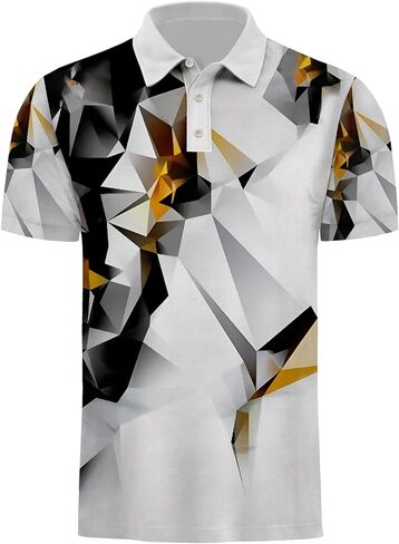 Men Casual Golf Polo Shirt: Short Sleeve Moisture Wicking Graphic Print Clothes in Saudi Arabia