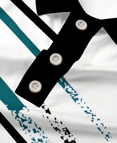 Short Sleeve Polo Shirt Men: Striped Graphic Print Golf Clothes Moisture Wicking in Saudi Arabia
