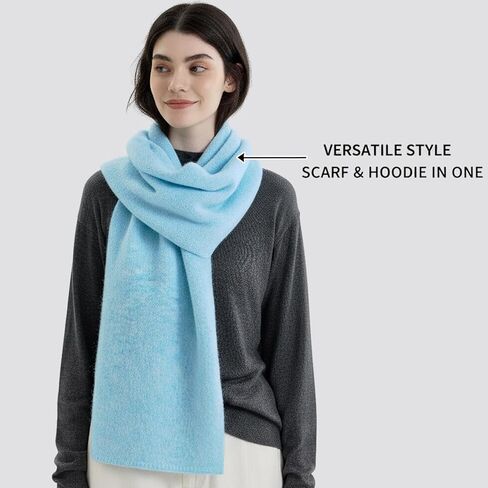 Hooded Scarf for Women Winter Warm Knitted 2 in 1 Hat and Scarf Balaclava Soft Neck Warmer for Cold Weather in Saudi Arabia