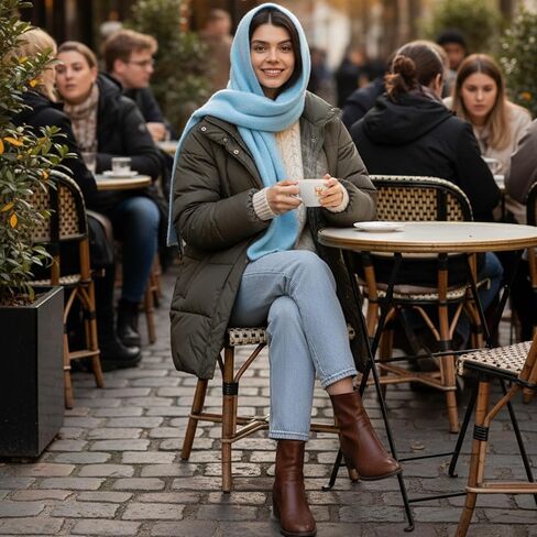 Hooded Scarf for Women Winter Warm Knitted 2 in 1 Hat and Scarf Balaclava Soft Neck Warmer for Cold Weather in Saudi Arabia