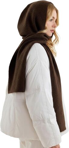 Hooded Scarf for Women Winter Warm Knitted 2 in 1 Hat and Scarf Balaclava Soft Neck Warmer for Cold Weather in Saudi Arabia